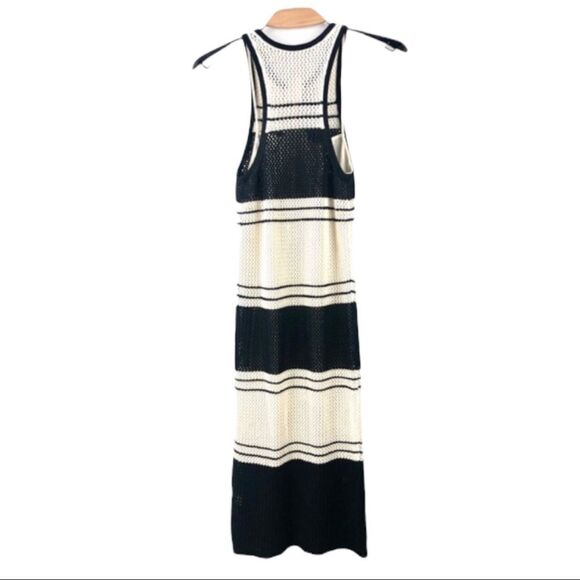 Nwt Frame Crochet Open Knit Striped Long Slim Fit Tank Dress Size XS - Picture 7 of 9